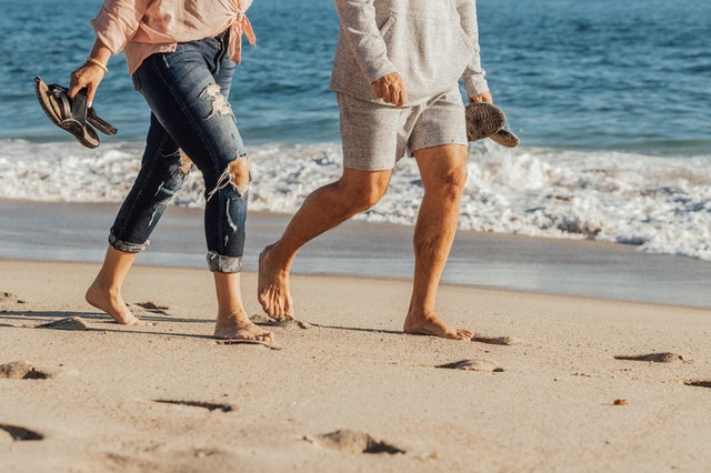 couple walking on beach