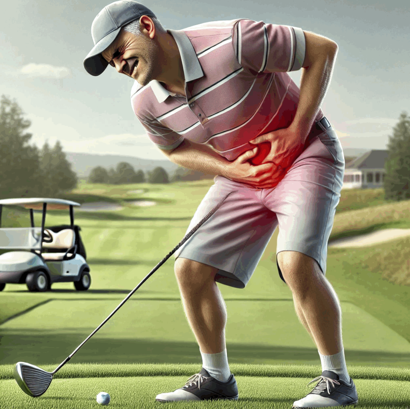 Hernia pain on golf course